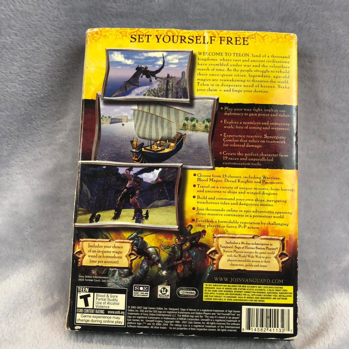 PC DVD-ROM Vanguard Saga of Heroes Original Box, 2 disc, Key Code 