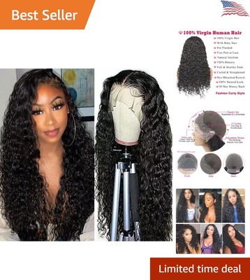 26 Inch Water Wave Lace Front Wigs - HD Lace - 180% Density  display picture 1