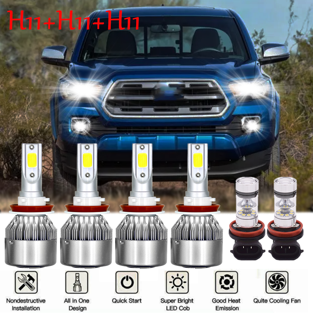 For Toyota Tacoma2016 2017 2018 2019 2020 LED Headlight High Low+Fog Light Bulbs