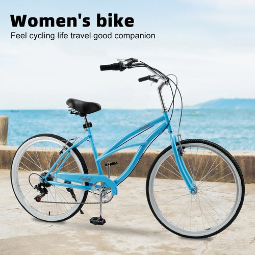 Urban Lady Girl's Bicycle Women's Beach Cruiser Bike 26 Inches 7 Speed Blue #8 - Picture 7 of 29