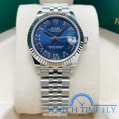 Rolex Datejust 31mm 278274 Steel and White Gold Fluted Bezel Blue Roman