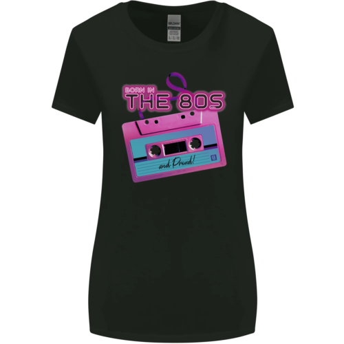 Born In the 80s Funny Birthday Music 80's Womens Wider Cut T-Shirt - Picture 1 of 3