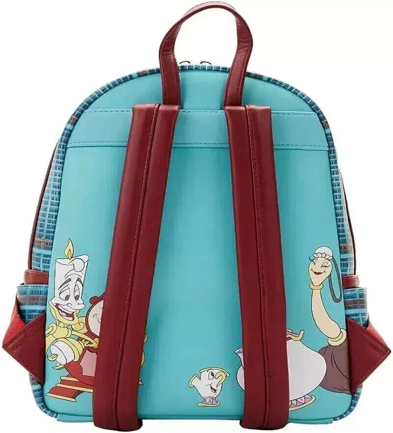 NOVA Mini Mochila Disney Feminina Bolsa de Ombro Presente A Bela e a Fera Lounfefly - Imagem 3 de 4