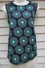 NWT Ann Taylor Navy Print Sleeveless Mixed Media Top XS