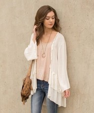 NWOT Joyfolie Girls Keely Wrap Cardigan Size 4 Light Beige
