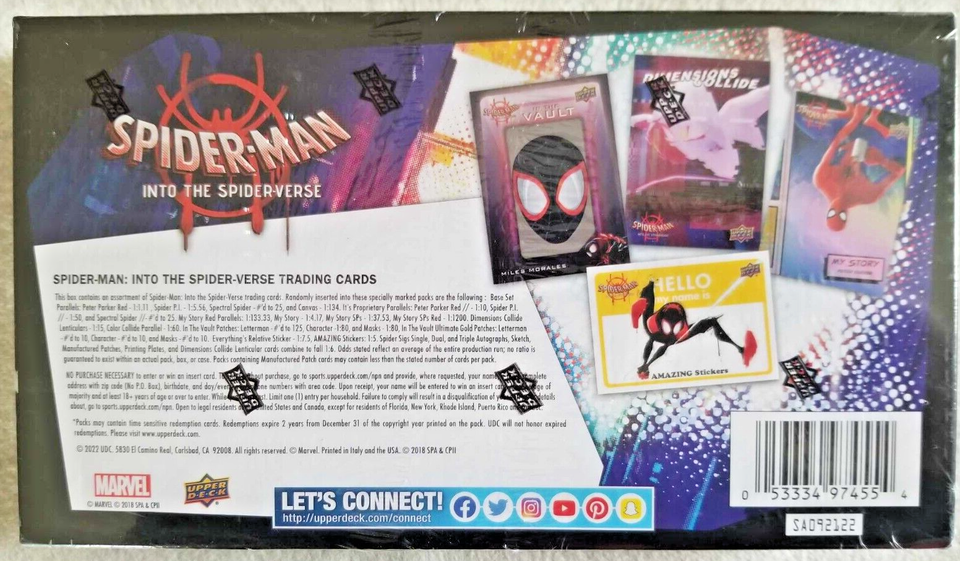 2022 UPPER DECK MARVEL SPIDERMAN INTO THE SPIDERVERSE TRADING CARDS