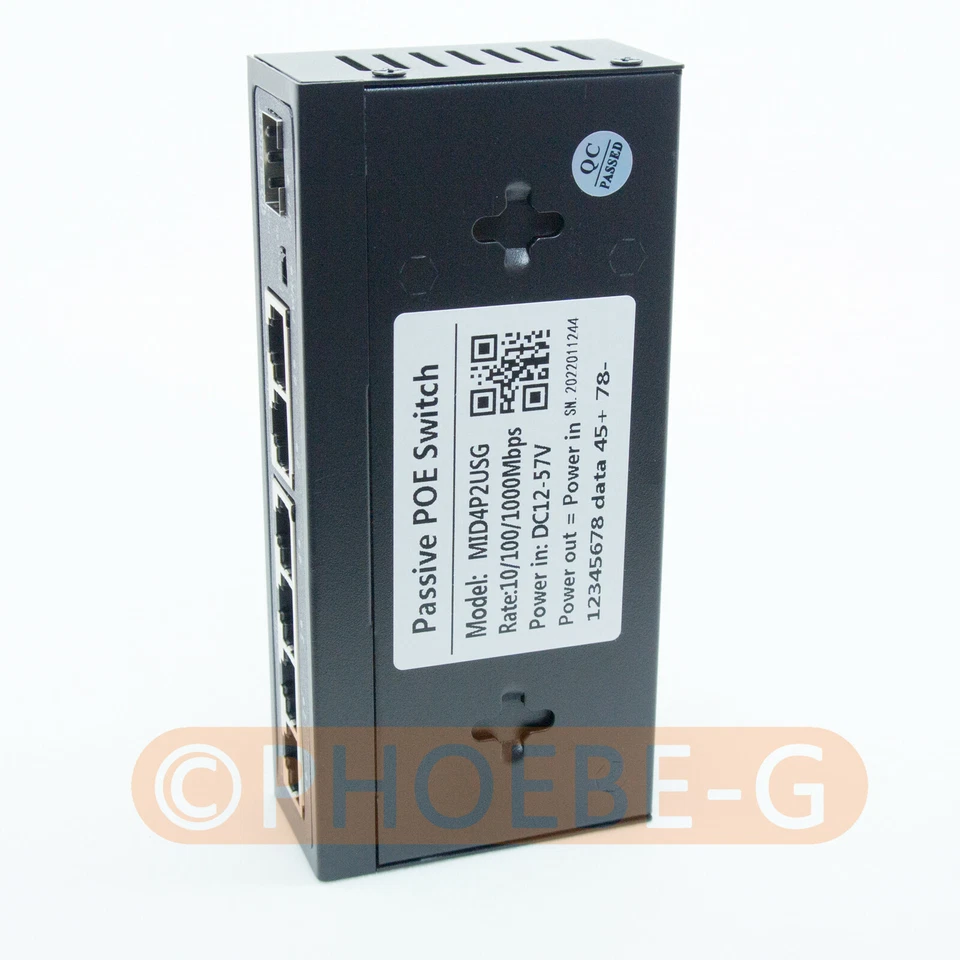 DSLRKIT 4POE 1SFP 2UpLink Gigabit 7 Ports Passive PoE Switch Injector Ethernet - Image 2 of 3