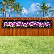 FIREWORKS Advertising Vinyl Banner Flag Sign LARGE HUGE XXL SIZES FOURTH OF JULY