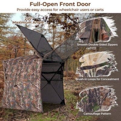 360 Degree One-Way See-Through Ground Hunting Blind 2-3 Person