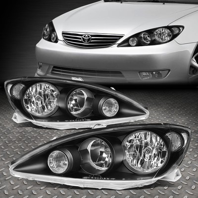 FOR 05-06 TOYOTA CAMRY FACTORY STYLE BLACK HOUSING CLEAR CORNER HEADLIGHT LAMPS