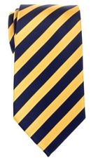 Exquisite Regimental Stripe Woven Microfiber Men's Tie Navy Blue and Yellow