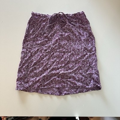 Vintage Y2K Espirit Purple Floral Tie Waist Skirt Ditsy 7/8 Boho Fairycore