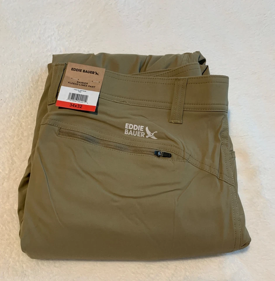Eddie Bauer Rainier Fleece Lined men's pants Tan Color & Choose Size - Image 3 of 4
