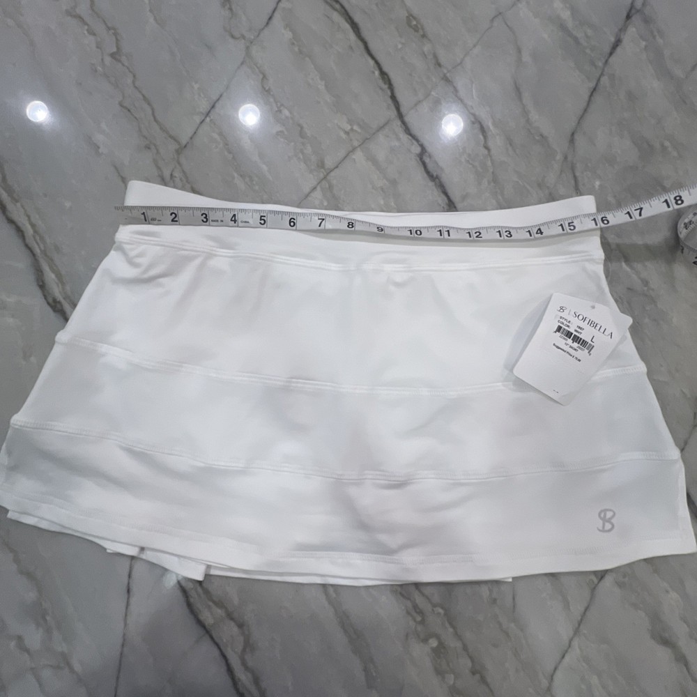 Sofibella 13" White Pleated Golf & Tennis Skort for Women - Size Large NWT $70
