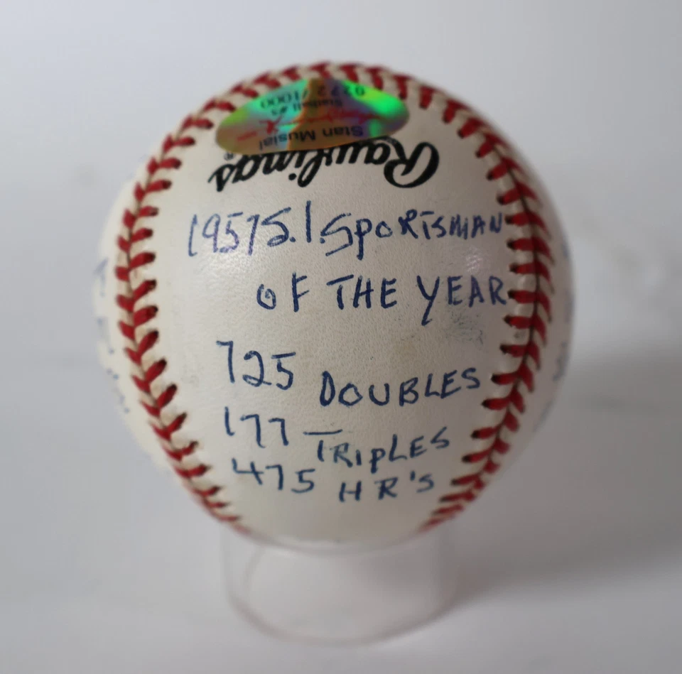 Stan Musial Autographed/Inscribed HOF '69 & Lifetime Stats Ball LE #272/1000 PSA - Image 3 of 4