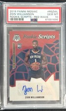 Zion Williamson PSA 10 GEM 2019-20 Panini Mosaic Rookie Scripts Red Wave Auto RC