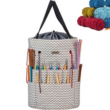 Large Crochet Bag, Yarn Storage Tote, 6 Grommets, Knitting Accessories, Ripple