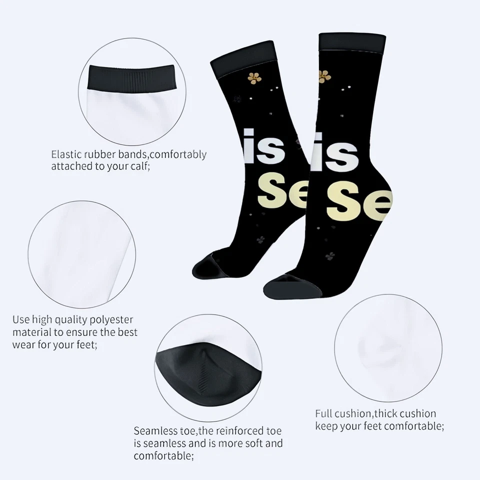 Calcetines de moda unisex - 2 pares con texto propio peces y burbujas moradas   Foto 3 de 4