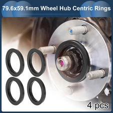 79.6mm to 59.1mm Car Wheel Hub Centric Rings Black Polycarbonate 4 Pcs