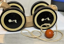 1992 - Briere Roly Poly Pull Toy Wood Cart Folk Art Signed #863