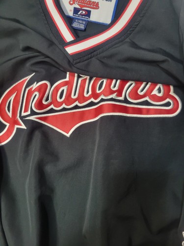 Vintage Cleveland Indians Pullover Windbreaker Black Embroidered - Picture 5 of 9