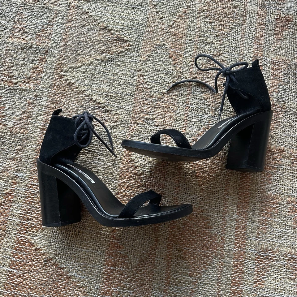 Sandalia ANN DEMEULEMEESTER Cuero Negro Con Cordones Tacón Alto Talla 39 Avant Garde Foto 2 de 4