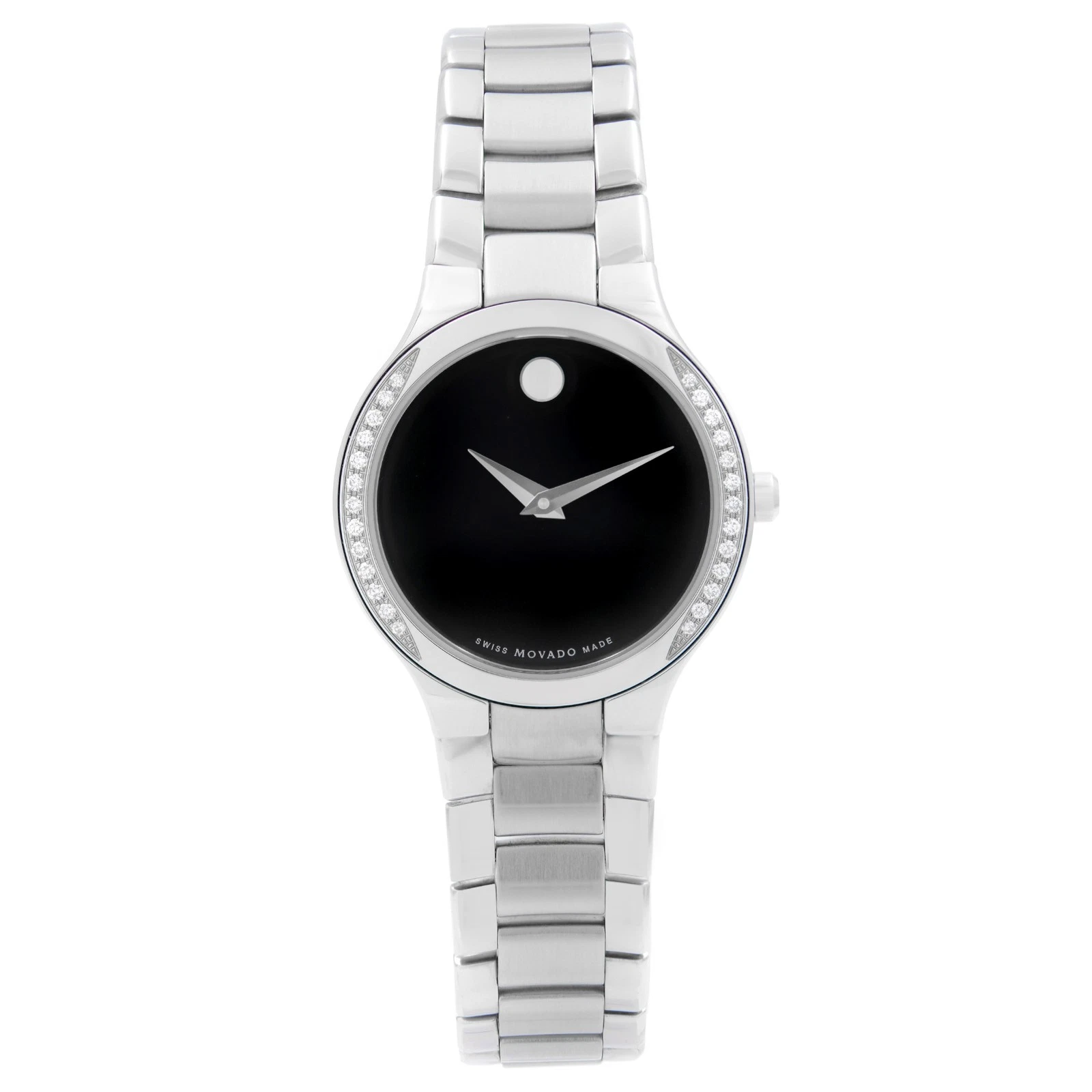 Movado Serio 26mm Steel Diamond Bezel Black Dial Quartz Ladies Watch 0606385 Review