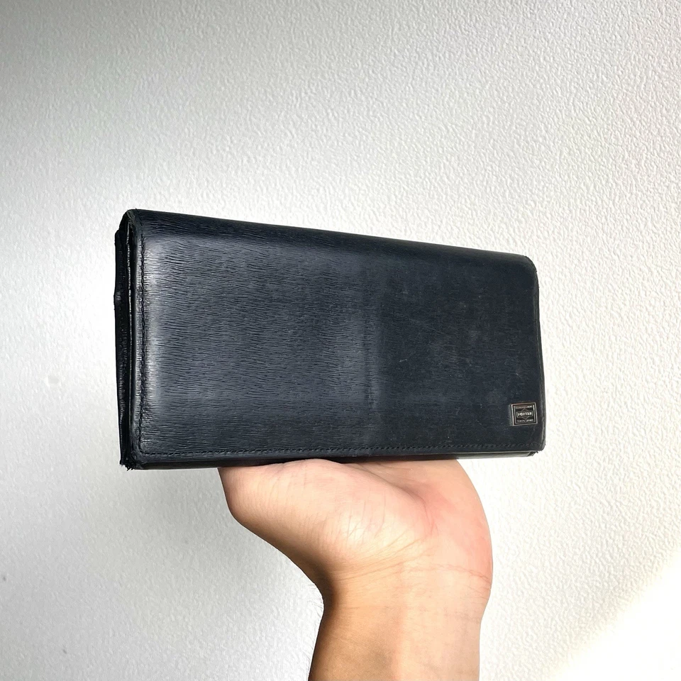 PORTER Yoshida & Co. Tokyo Cartera de Cuero Negra Cremallera Larga Hecha en Japón Foto 2 de 4
