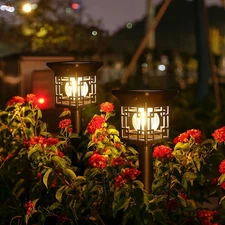 1-2pc Solar Lantern Hanging Light LED Outdoor Retro Garden Lamp Waterproof Decor