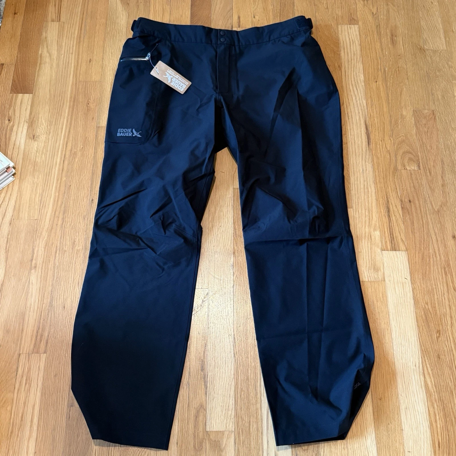 NEW Eddie Bauer Cloud Cap Rain Pant Mens XL NWT Black zip pocket waterproof NWT