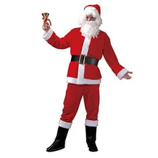 Santa Claus Adult Costume Christmas Red Hat Coat Pants Boot Tops Size Large NWT