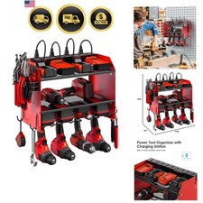 Organizador de herramientas eléctricas modular montaje en pared con estación de carga. Taladro de garaje S...