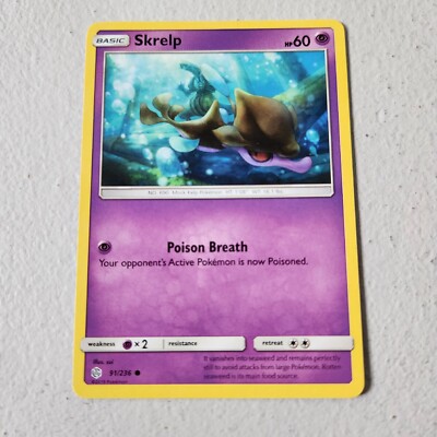 Skrelp 91/236 Sun & Moon Cosmic Eclipse Common Pokemon Card 2019