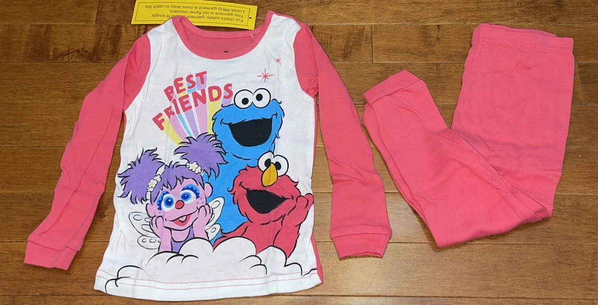 Sesame Street Elmo Abby Cookie Monster Best Friends Toddler Girl Pajamas  New 3T