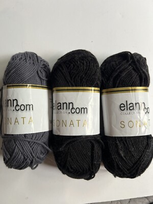 Elman.com Yarn - 3 Skeins Of Black, 1 Skein of Gray