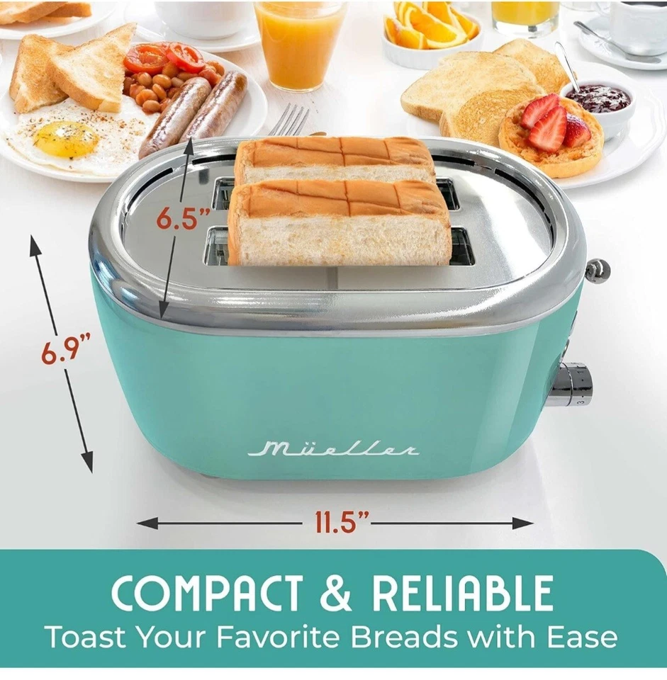 Ретро-тостер Mueller 2 ломтика с 7 уровнями потемнения - Изображение 4 из 4