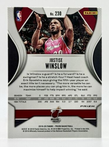 2019-20 Panini Prizm Choice Tiger Stripe #230 Justise Winslow SSP Miami Heat - Picture 2 of 2