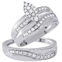 Diamond Trio Set 10k White Gold Ladies Engagement Ring Mens Wedding Band .33 Ct. on sale Diamond Trio Set 10k White Gold Ladies Engagement Ring Mens Wedding Band .33 Ct. on sale
