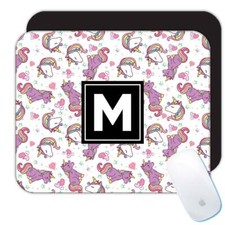 Gift Mousepad : Rainbow Unicorn Magical Animal Cute Hearts Pattern Kids Room