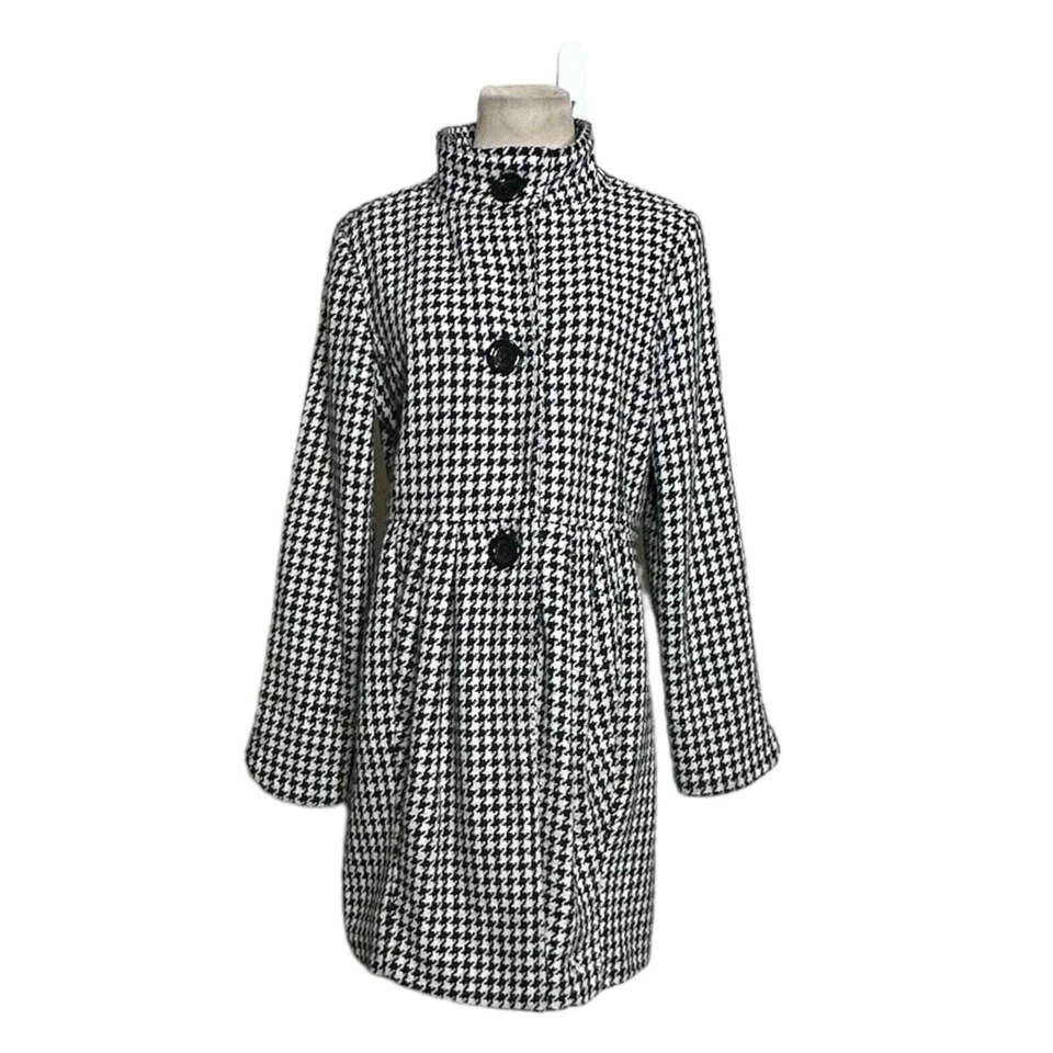 Chaqueta Chaquetón Bitten Negro Blanco Pata de Gallo Botón Talla Grande Foto 2 de 4