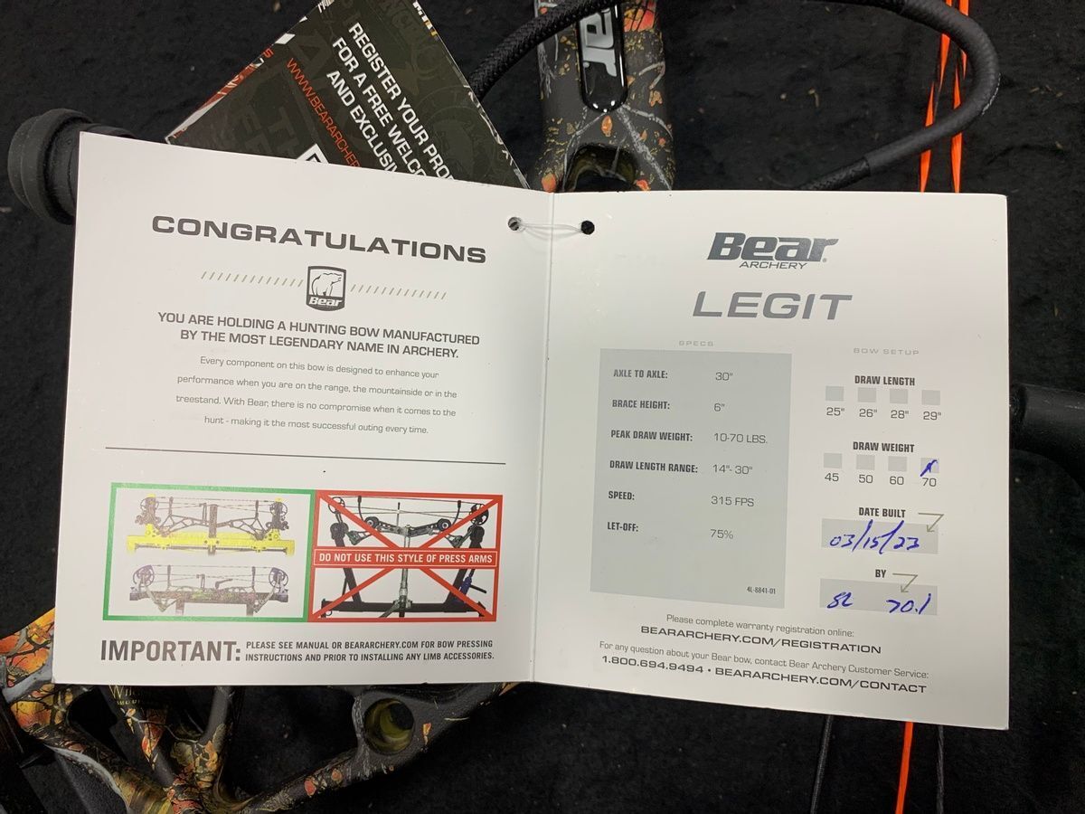 BEAR ARCHERY 30" Axle 6" Brace Height Right Hand Compound Bow 1070Lbs No Box* eBay