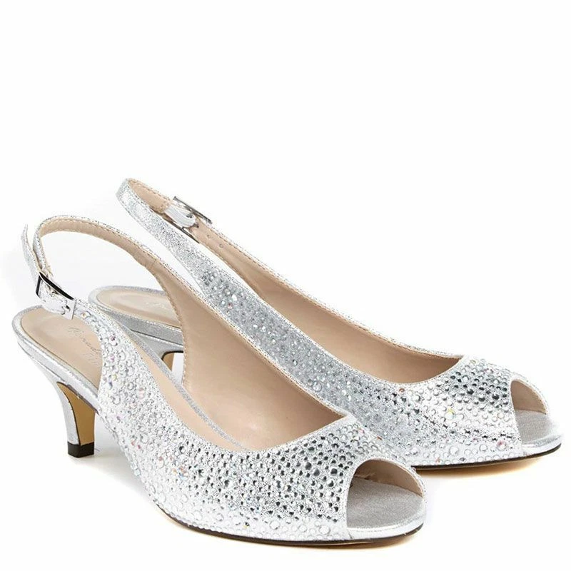 Amazon.com | SheSole Women's Strappy Low Block Chunky Heels Open Toe  Rhinestone Sandals Wedding Shoes for Bride Dress Pumps Shoes Silver US 6 | Heeled  Sandals