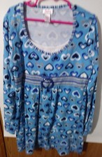 JUSTICE SIZE M 12 MULTI-COLOR HEART PATTERNED LONG SLEEVE PULLOVER DRESS 26D