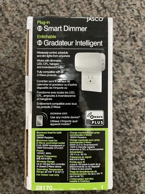 Jasco Z-Wave Plus Plug-In Dual Outlet Smart Dimmer White 28170 New