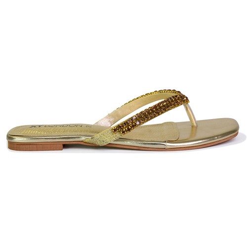 Womens Diamante Flip Flop Sandals Ladies Flat Thong Summer Holiday Shoes 3-8 - Picture 38 of 51