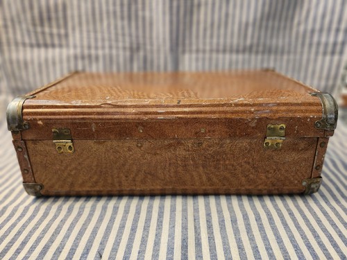 Vintage 40er-50er Jahre~Dose~Metall~Übernachtungskoffer~Handtasche~mit Schlüssel~Lederoptik! - Bild 6 von 9