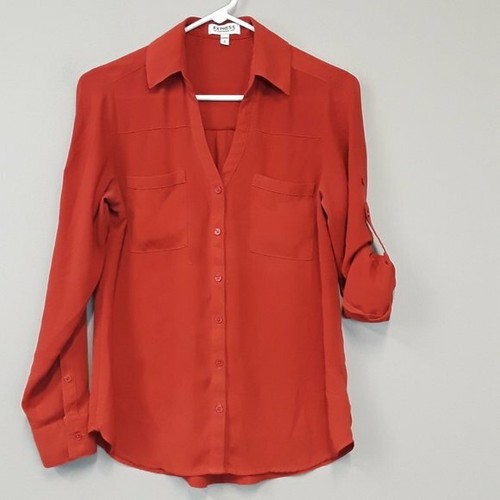 Roll tab long Sleeve chiffon blouse 