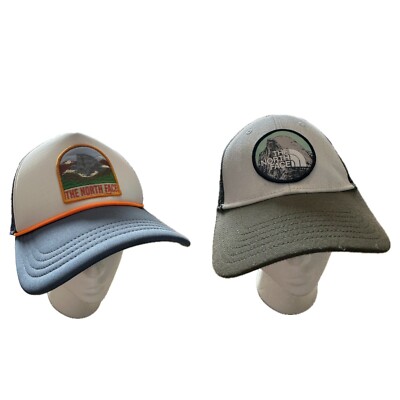 The North Face Snapback Mesh Back Trucker Hats Blue One Size Lot of 2