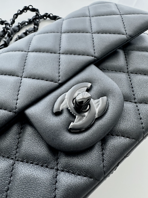 Chanel RARE SO BLACK COLLECTOR Classic Mini Flap Lambskin Black