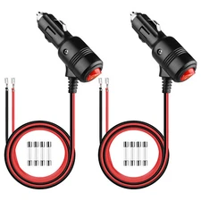 2PCS Car Cigarette Lighter Plug, 3.28ft Extension Cord Cable, On/Off Switch, 12V
